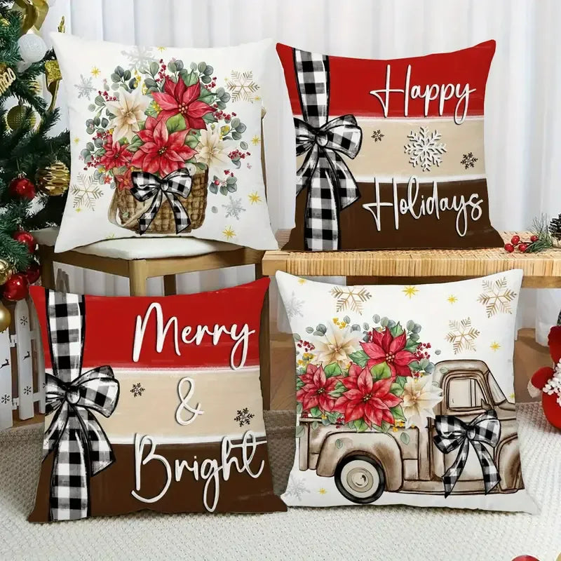 4 Pcs Christmas Pillow Covers 18x18