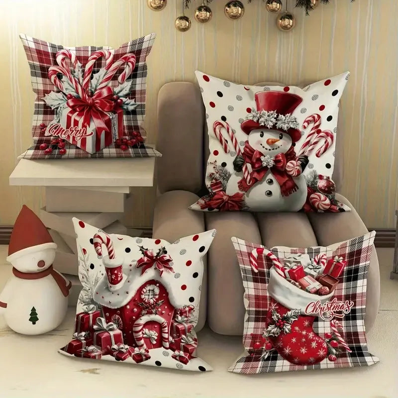 4 Pcs Christmas Pillow Covers 18x18