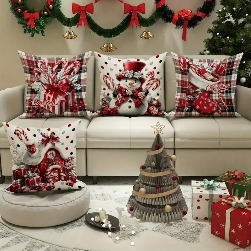 4 Pcs Christmas Pillow Covers 18x18