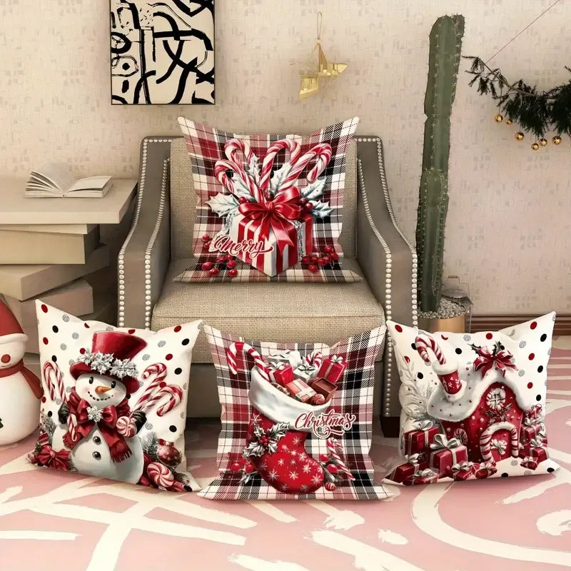 4 Pcs Christmas Pillow Covers 18x18