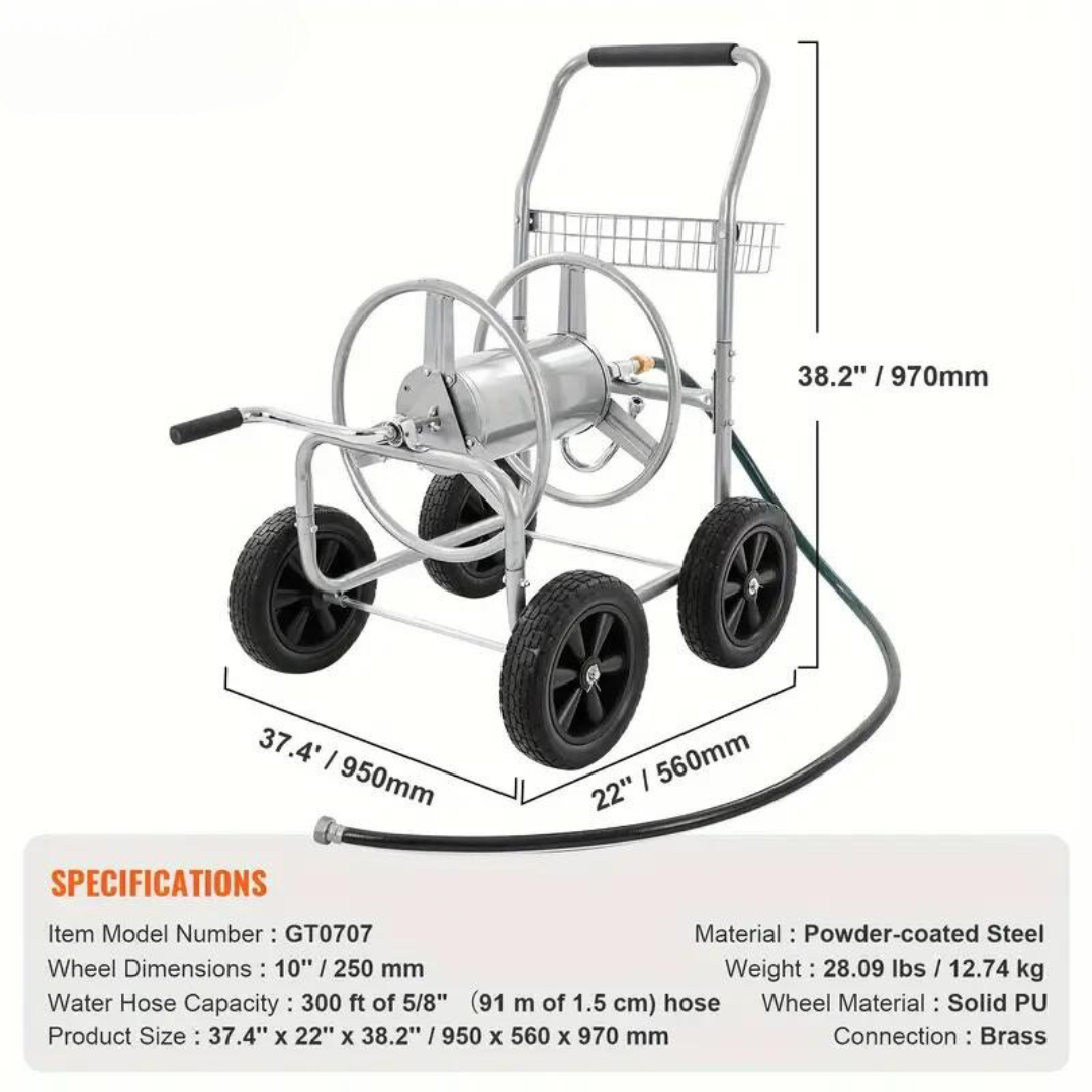 Heavy Duty Metal Garden Hose Reel Cart