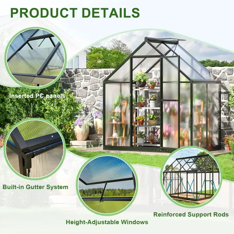 4'x6' Polycarbonate Small Greenhouse