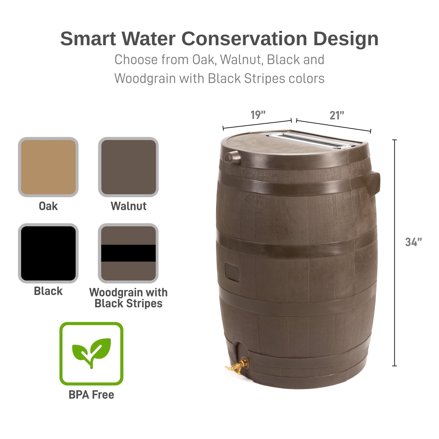 50 Gallon Flat Back Rain Barrel