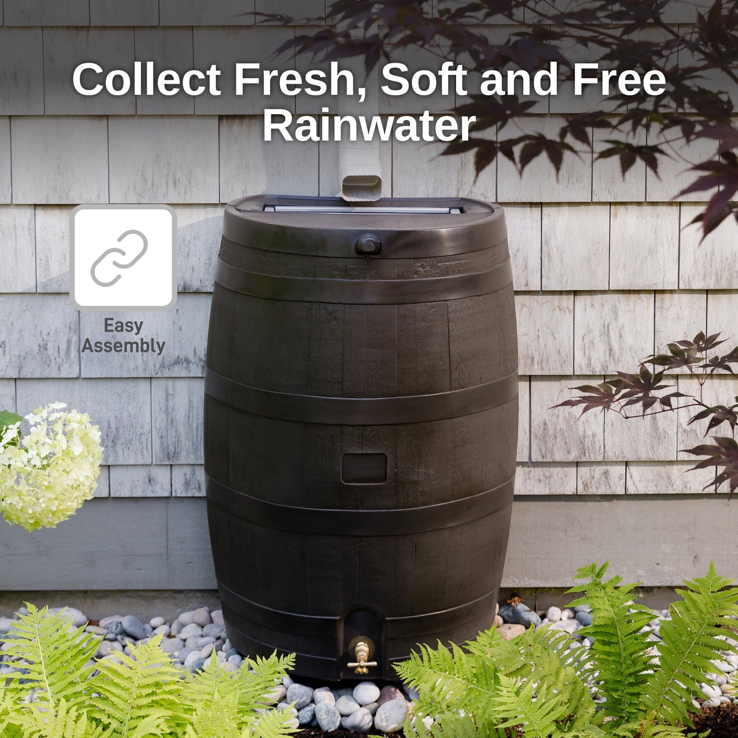 50 Gallon Flat Back Rain Barrel 