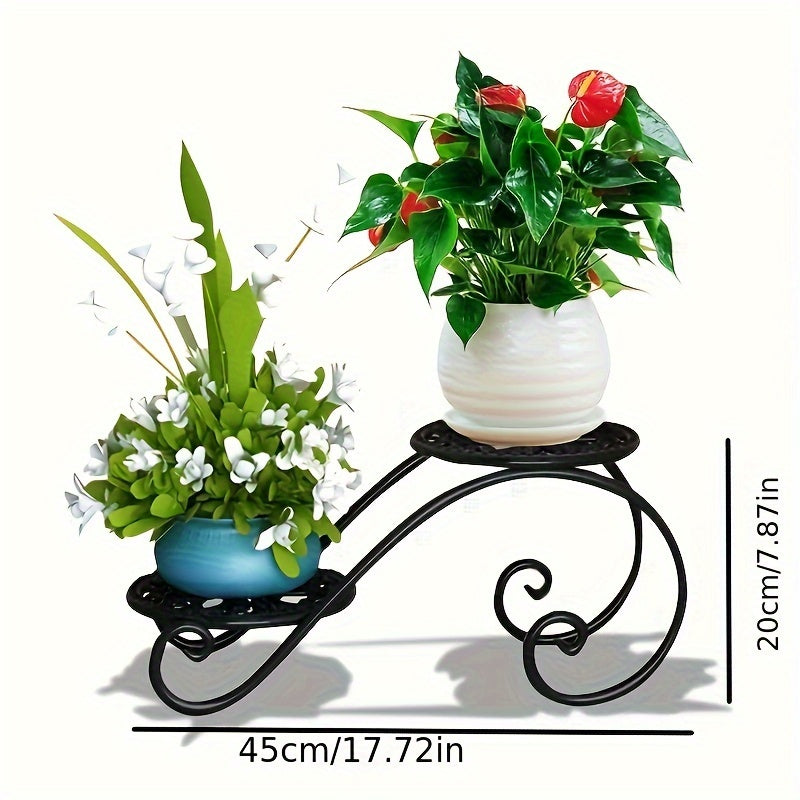 Decorative Metal Plant Stand White and Black