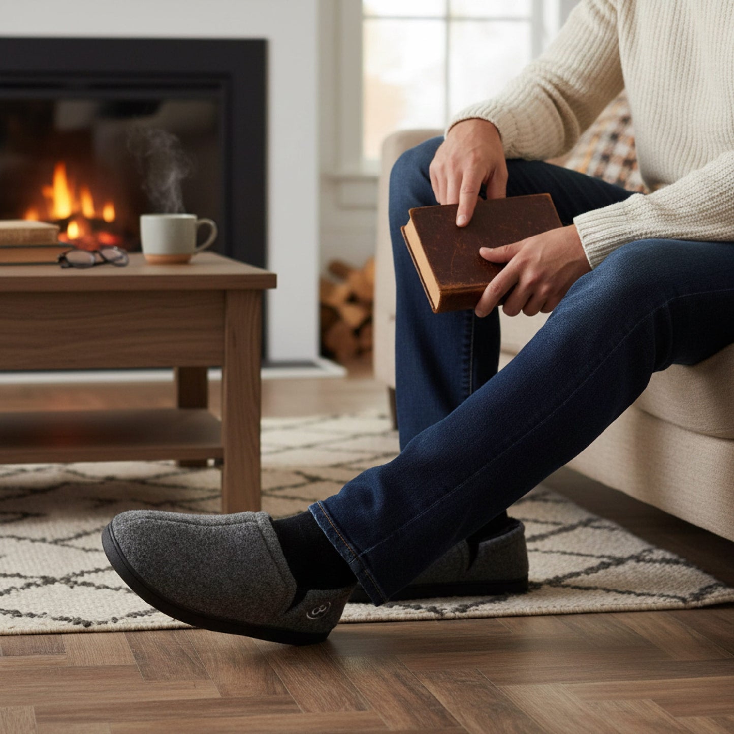 Mens Faux Fur Slippers