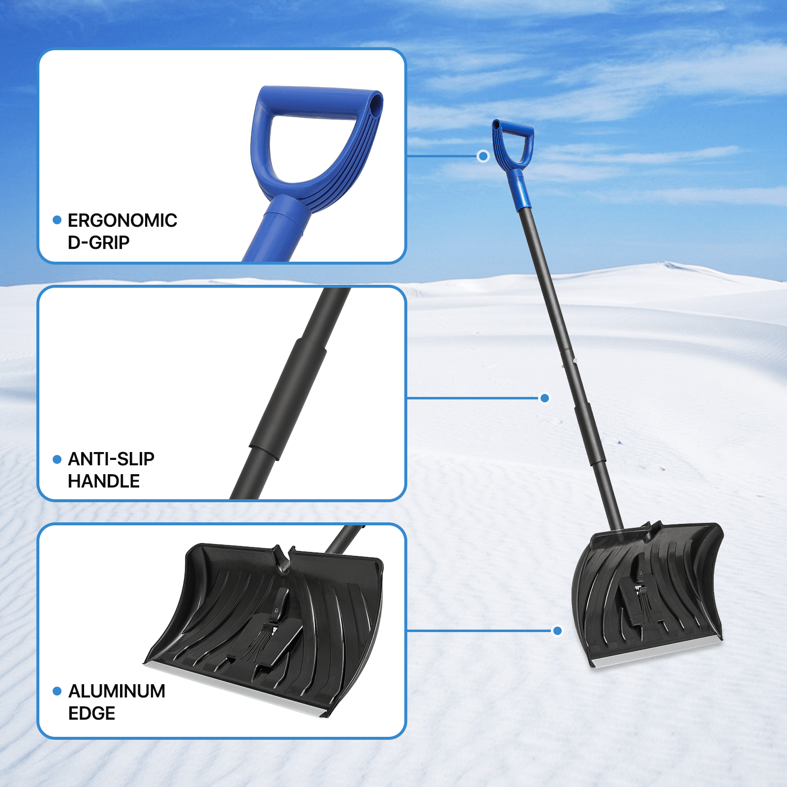 Portable Snow Shovel, Aluminum Snow Shovel