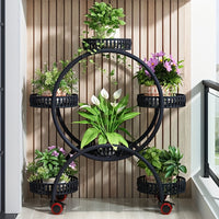 Round Plant Stands Indoor, Black, White & Copper