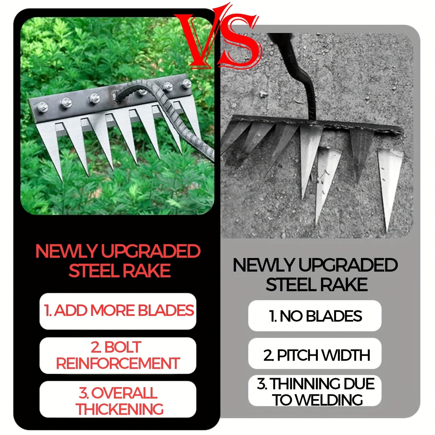 2 Pcs Metal Weed Rake