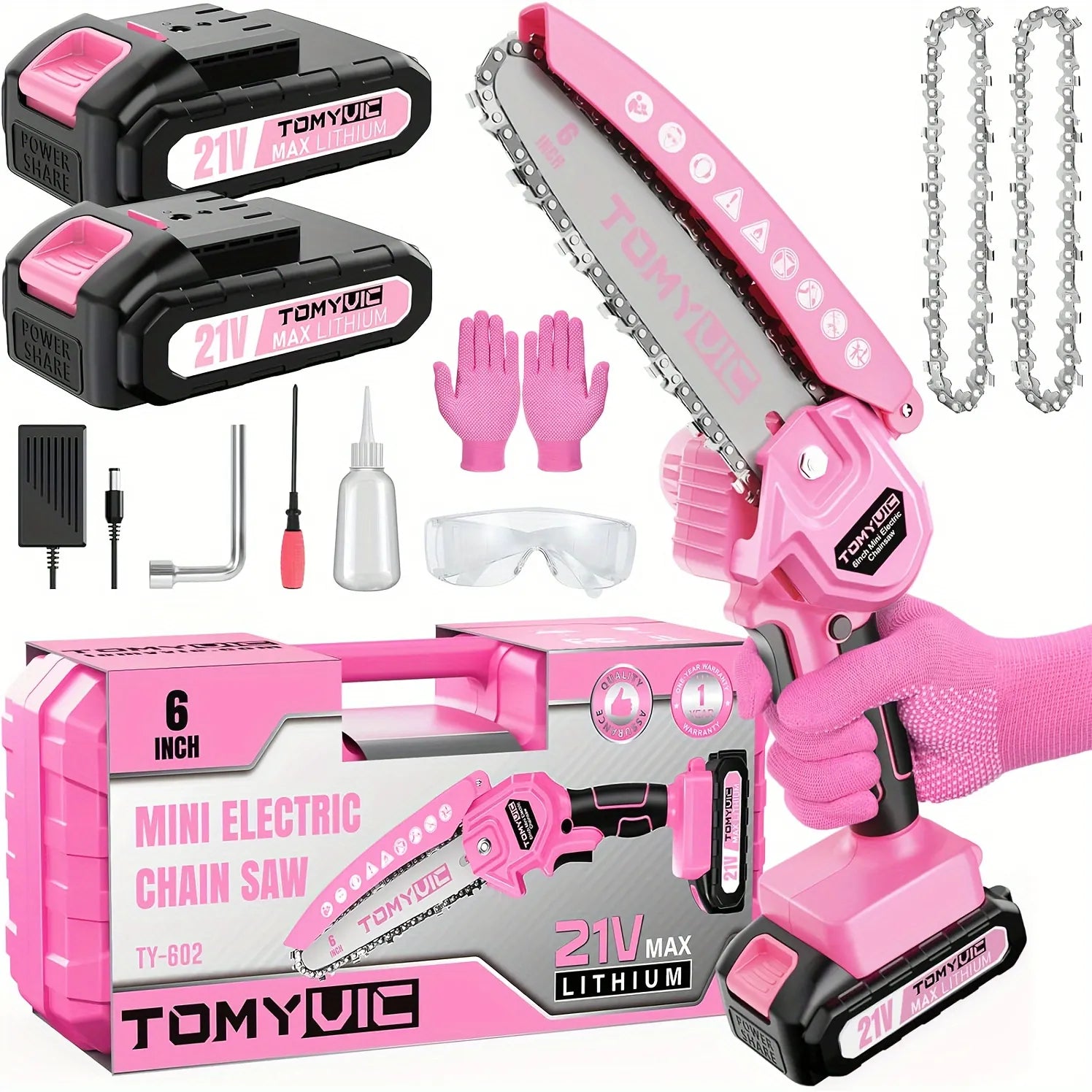 6-Inch Electric Mini Chainsaw Pink