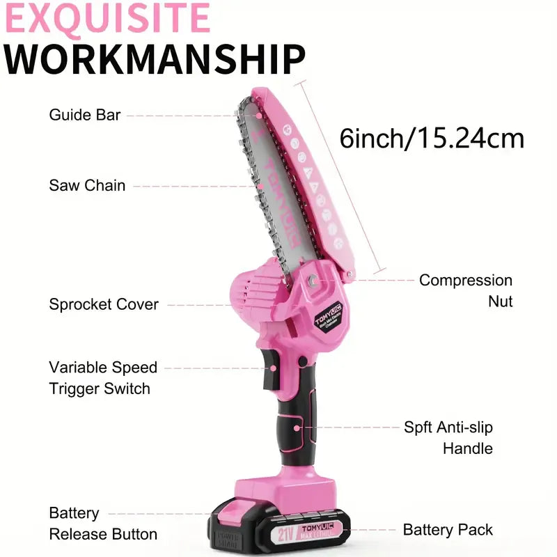 6-Inch Electric Mini Chainsaw Pink