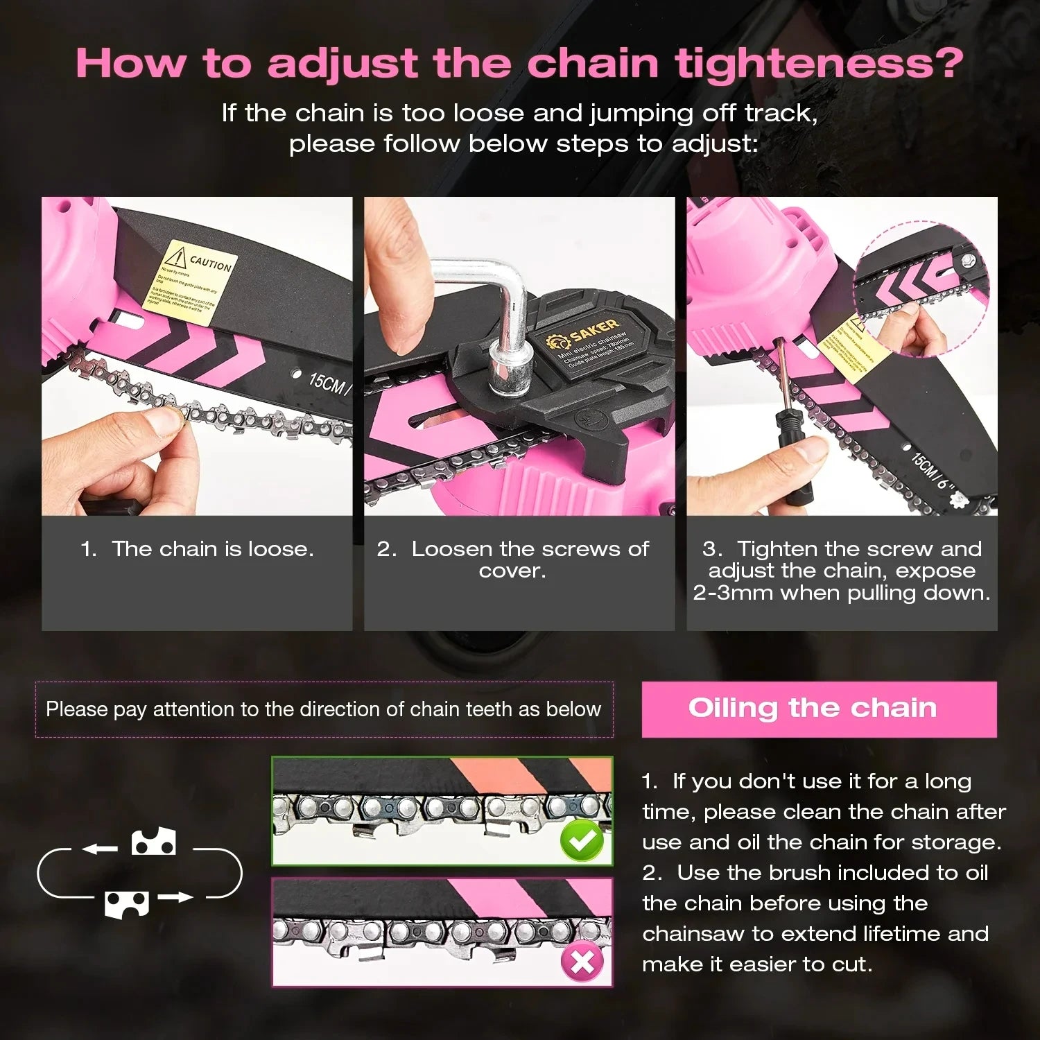 6-Inch Electric Mini Chainsaw Pink