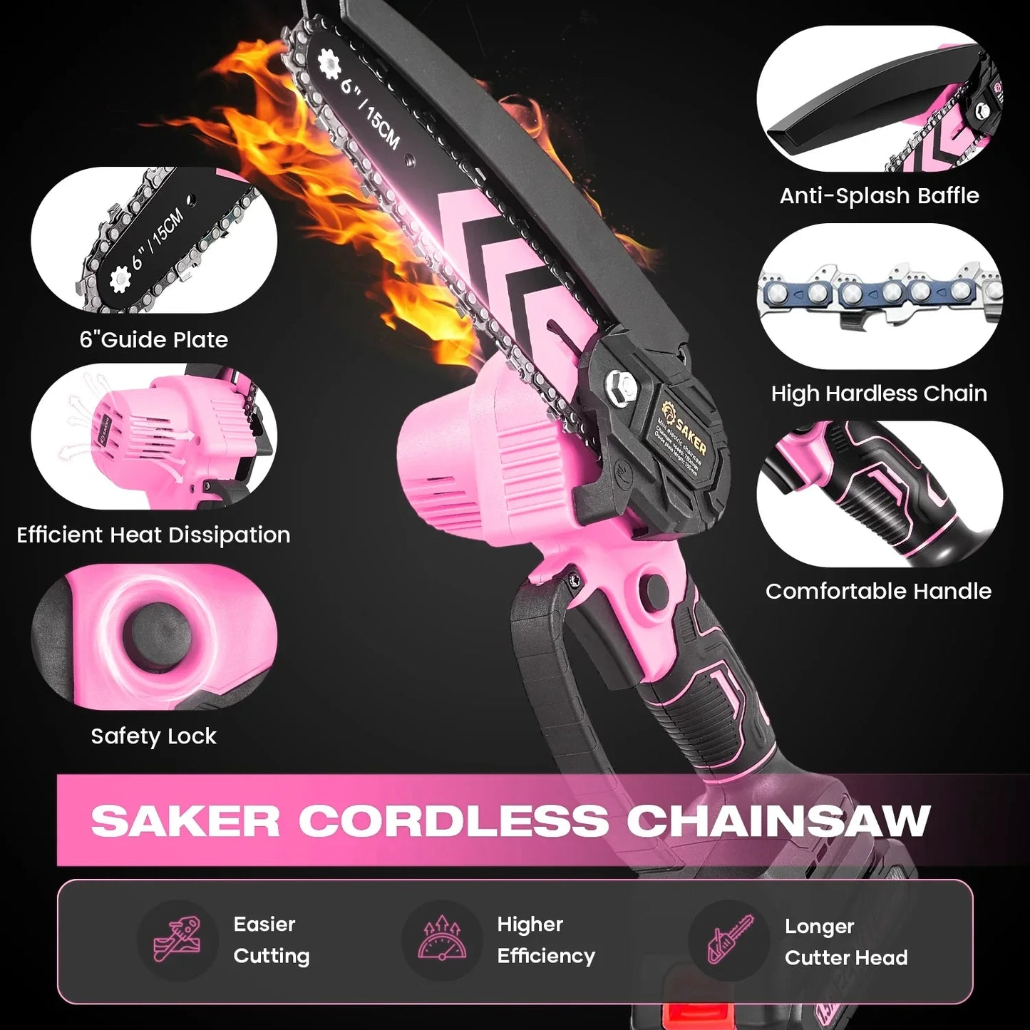 6-Inch Electric Mini Chainsaw Pink