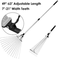 Adjustable Leaf Rake with Telescoping Handle