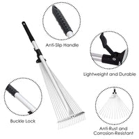 Adjustable Leaf Rake with Telescoping Handle