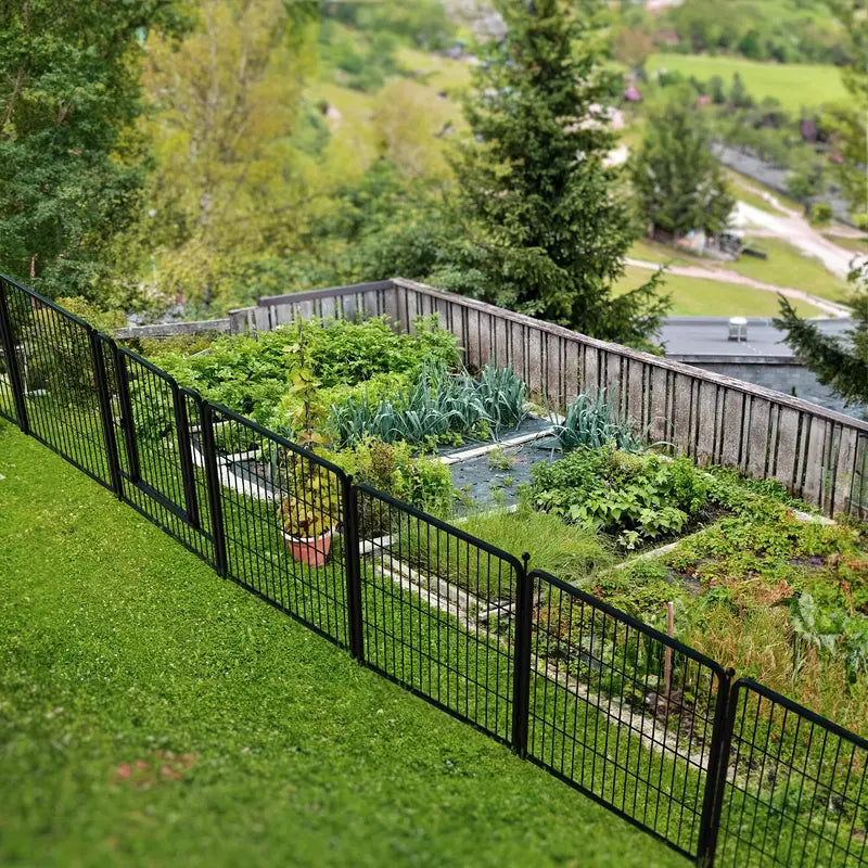 Heavy-Duty Metal Garden Fence with Gate