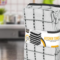 Utopia Towels - Kitchen Towels 12 Pack, 15 x 25 Inches, 100% Ring Spun Cotton Super Soft and Absorbent Linen Dish, Tea and Bar Towels Set, Black