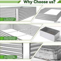 OZMSHF 3 Pack Raised Beds for Gardening, Corrugated Galvanized Steel Raised Garden Bed, Outdoor Metal Above Ground Garden Bed for Vegetables and Flowers-36x18Inch