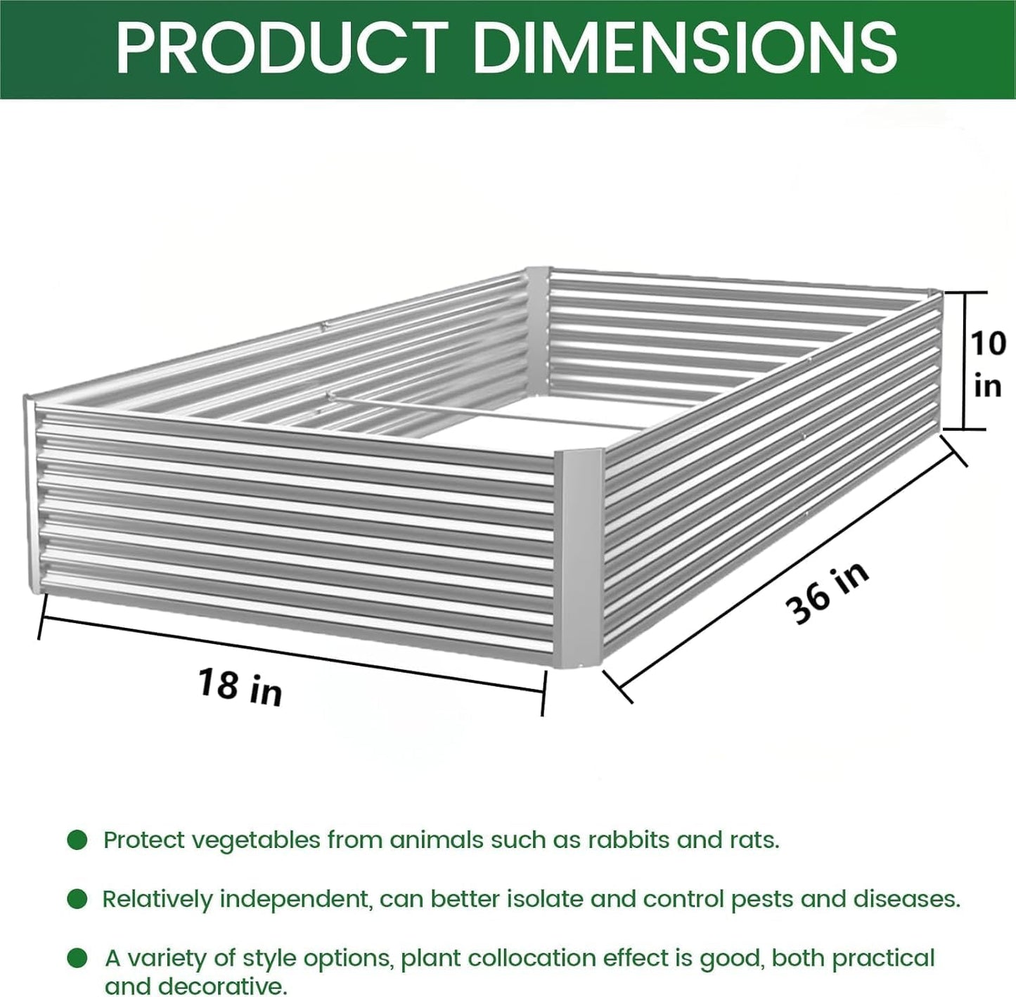OZMSHF 3 Pack Raised Beds for Gardening, Corrugated Galvanized Steel Raised Garden Bed, Outdoor Metal Above Ground Garden Bed for Vegetables and Flowers-36x18Inch