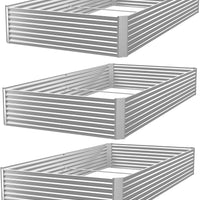 OZMSHF 3 Pack Raised Beds for Gardening, Corrugated Galvanized Steel Raised Garden Bed, Outdoor Metal Above Ground Garden Bed for Vegetables and Flowers-36x18Inch