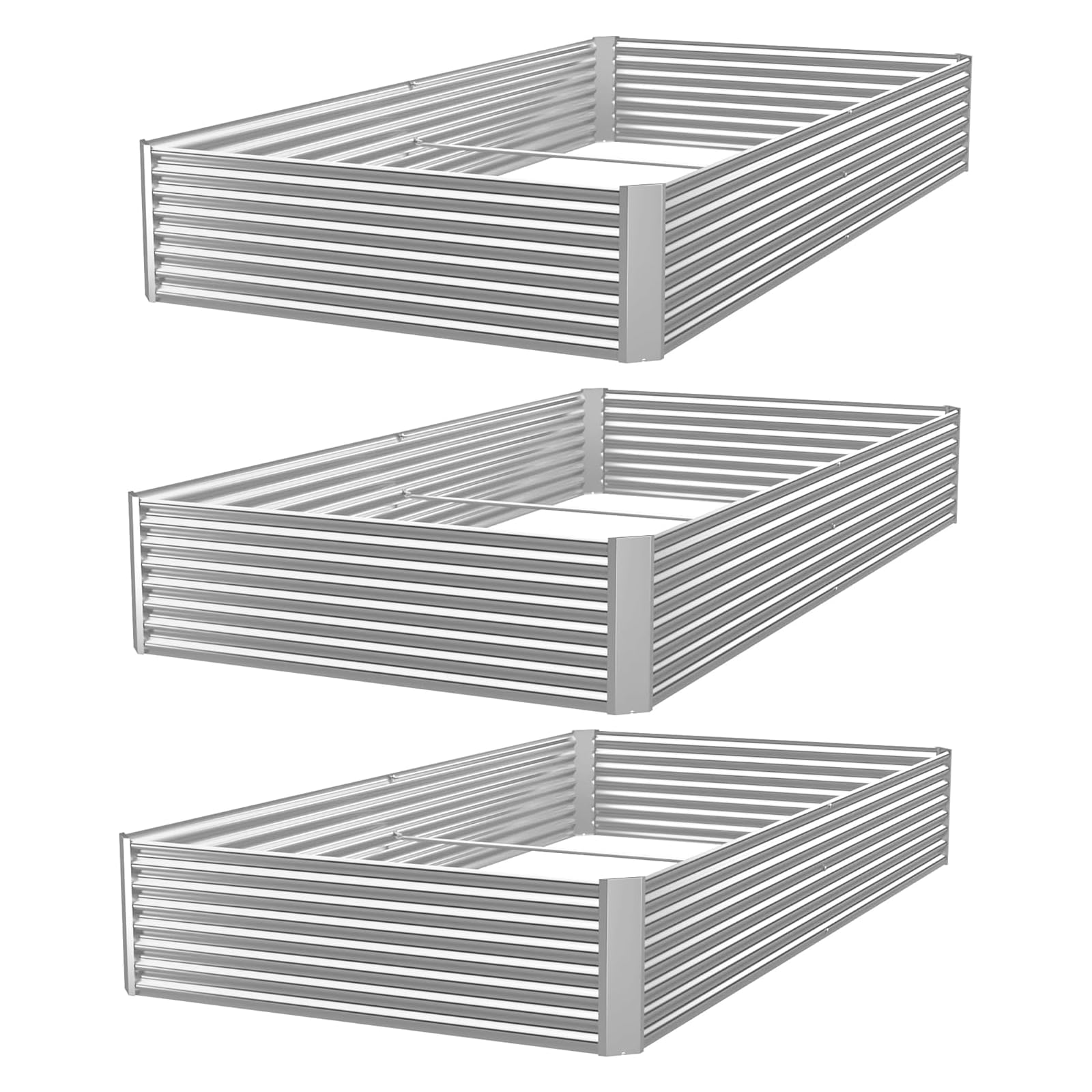 OZMSHF 3 Pack Raised Beds for Gardening, Corrugated Galvanized Steel Raised Garden Bed, Outdoor Metal Above Ground Garden Bed for Vegetables and Flowers-36x18Inch