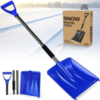 Snow Shovel, Upgrade Emergency Snow Shovel for Driveway with Aluminum Handle Large Capacity Lightweight and Adjustable Portable Survival Shovel for Home, Garden, Camping, Mud and Snowman(Black)