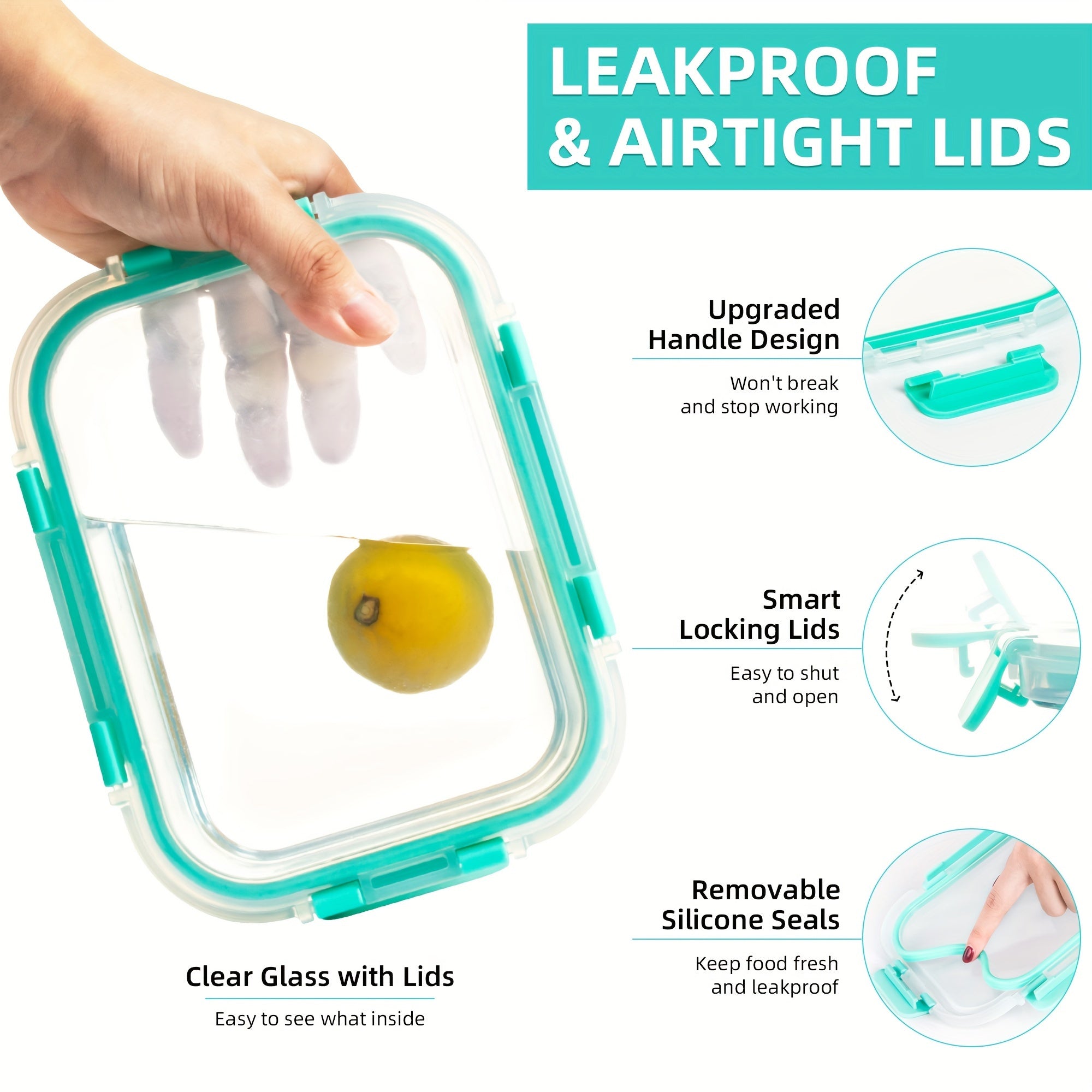 12 Packs Glass Lunch Box with Airtight Lids