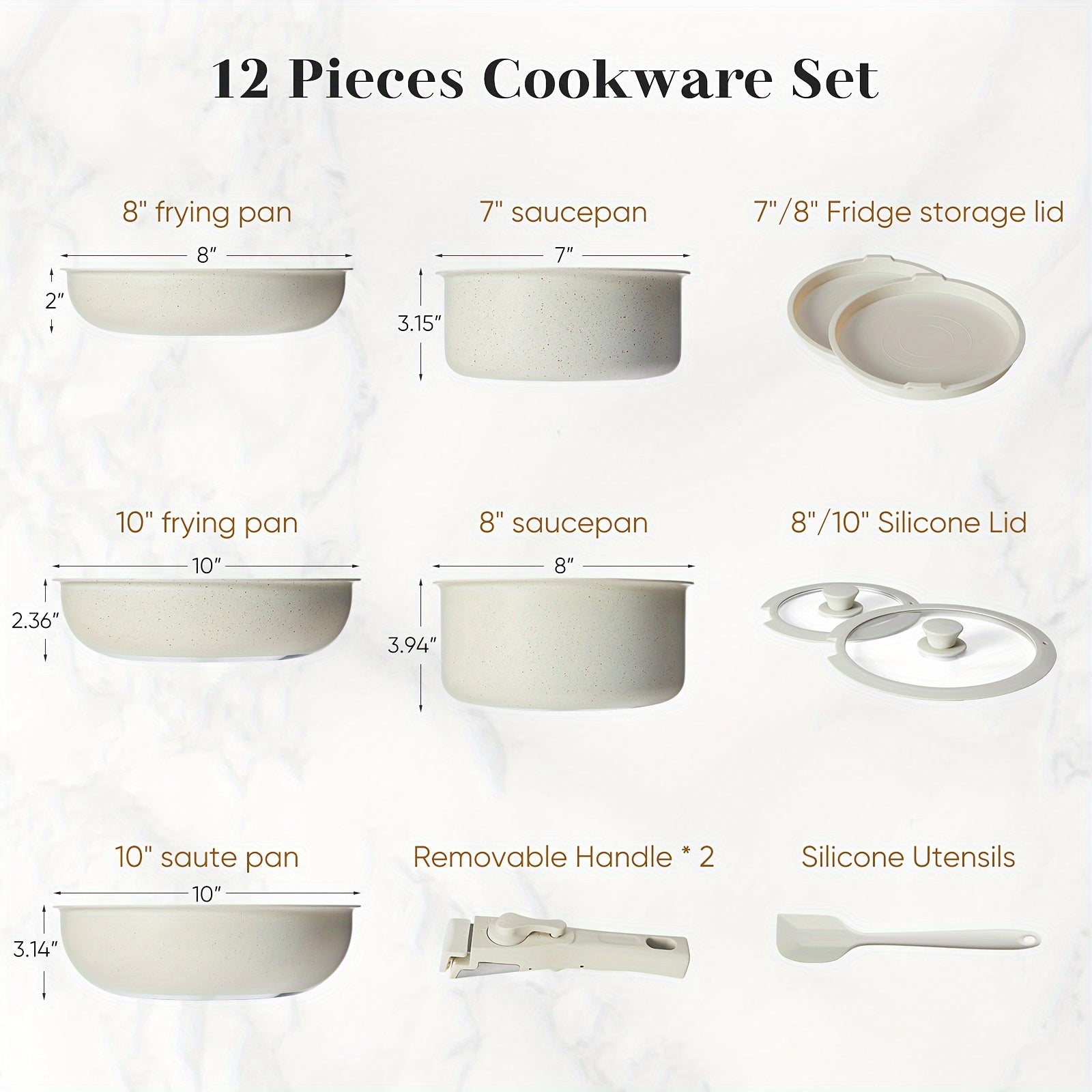 12 Pcs Ceramic Nonstick Cookware Set