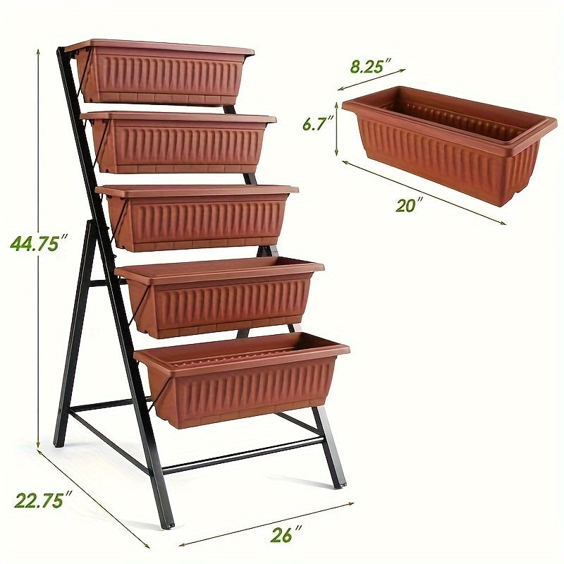 4 Ft Vertical Herb Garden Planter - Brown and Black