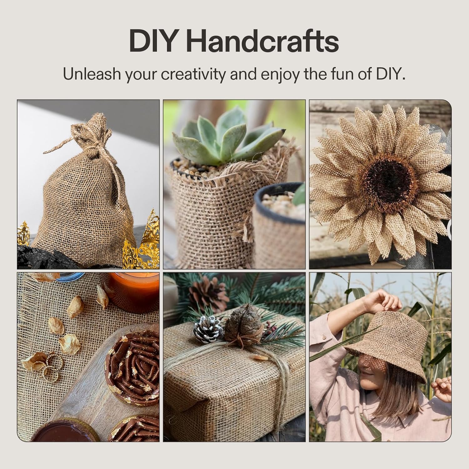 40 in X 13 Ft Burlap Fabric, High Density Natural Jute Fiber, Multipurpose Burlap for Gardening, Outdoor Plant Care, Weed Barrier, DIY Crafts, and Decoration