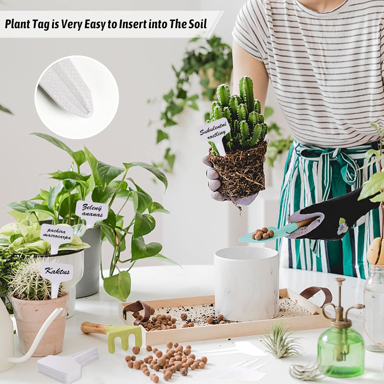 Plant Labels 200Pcs 4 InchT-Type Plant Name Tags Garden Seed Labels Markers Plastic Tag for Outdoor Waterproof Plant Label Stakes with Permanent Marking Pen