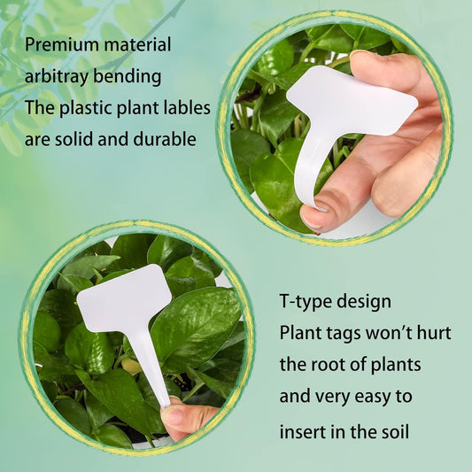 Plant Labels 200Pcs 4 InchT-Type Plant Name Tags Garden Seed Labels Markers Plastic Tag for Outdoor Waterproof Plant Label Stakes with Permanent Marking Pen
