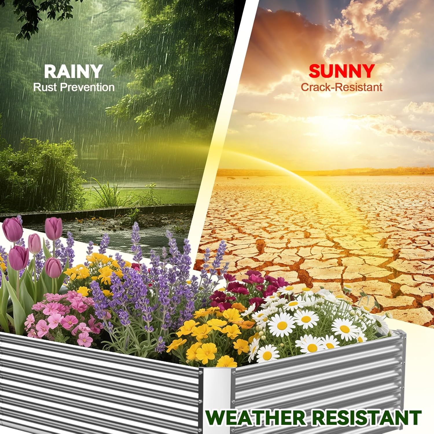 OZMSHF 3 Pack Raised Beds for Gardening, Corrugated Galvanized Steel Raised Garden Bed, Outdoor Metal Above Ground Garden Bed for Vegetables and Flowers-36x18Inch