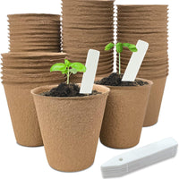 40Pcs 3.15 Inch Peat Pots, Biodegradable Eco-Friendly Round Plant Seedling Starters Kit, Seed Germination Trays with 10 Plant Labels for Flower Vegetable Tomato Saplings & Herb Seed Germination
