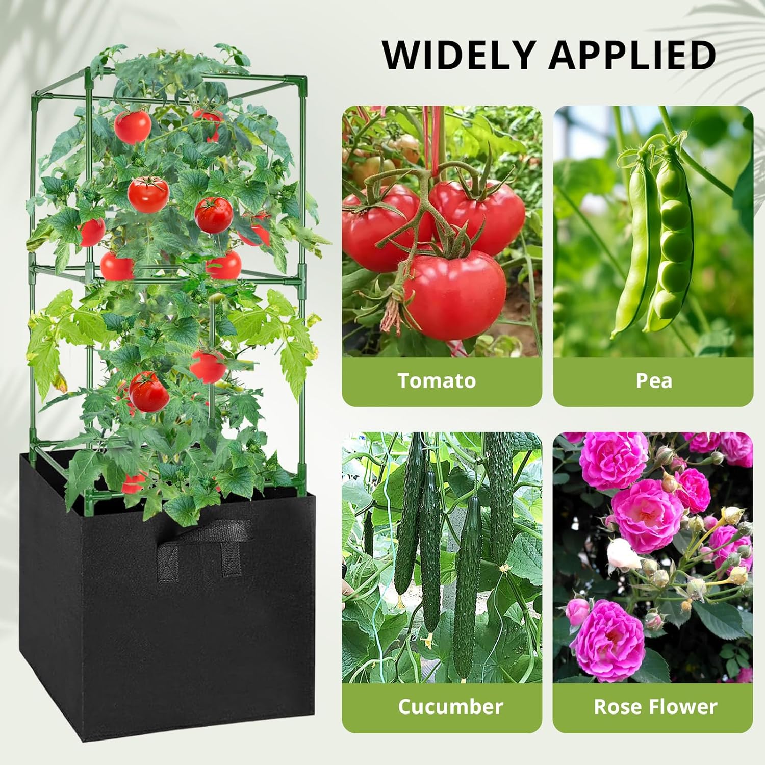 3 Packs Square Tomato Cages with 3 Grow Bags