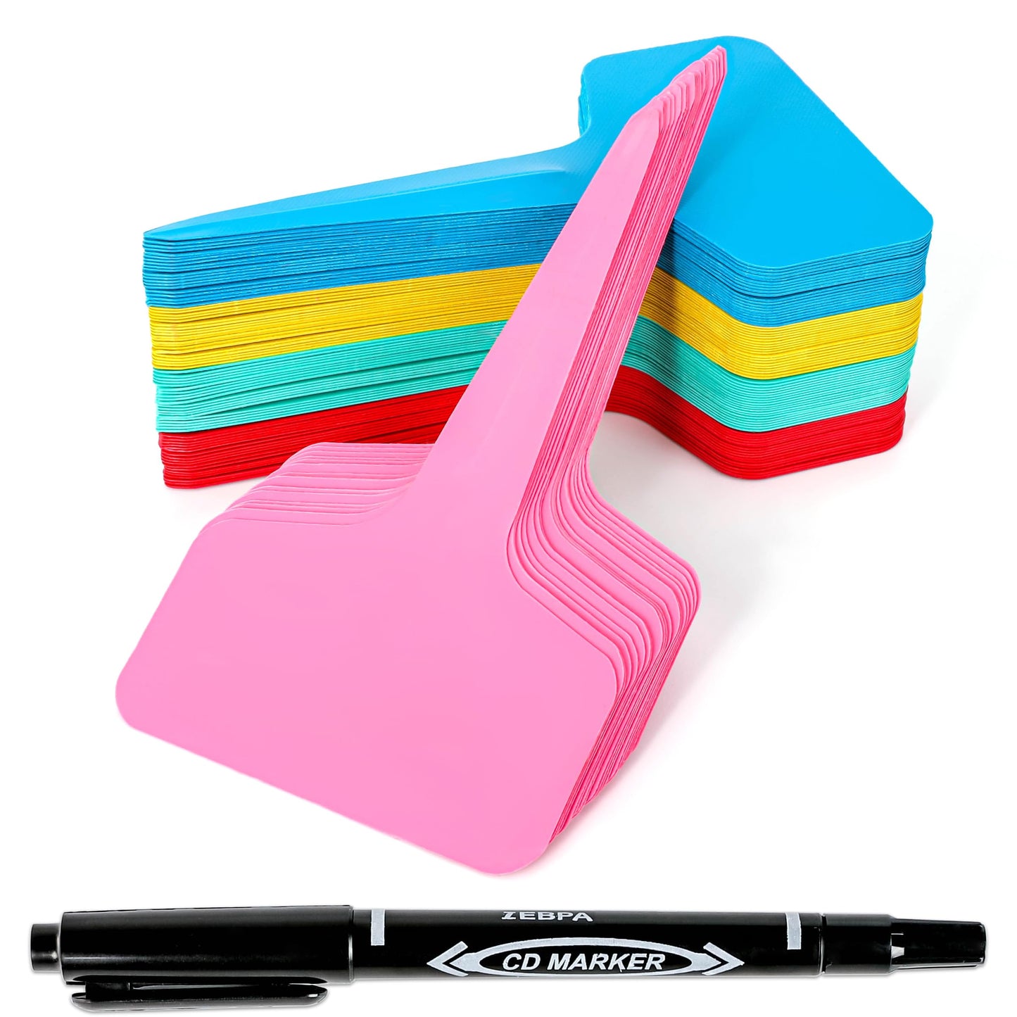 Plant Labels 200Pcs 4 InchT-Type Plant Name Tags Garden Seed Labels Markers Plastic Tag for Outdoor Waterproof Plant Label Stakes with Permanent Marking Pen