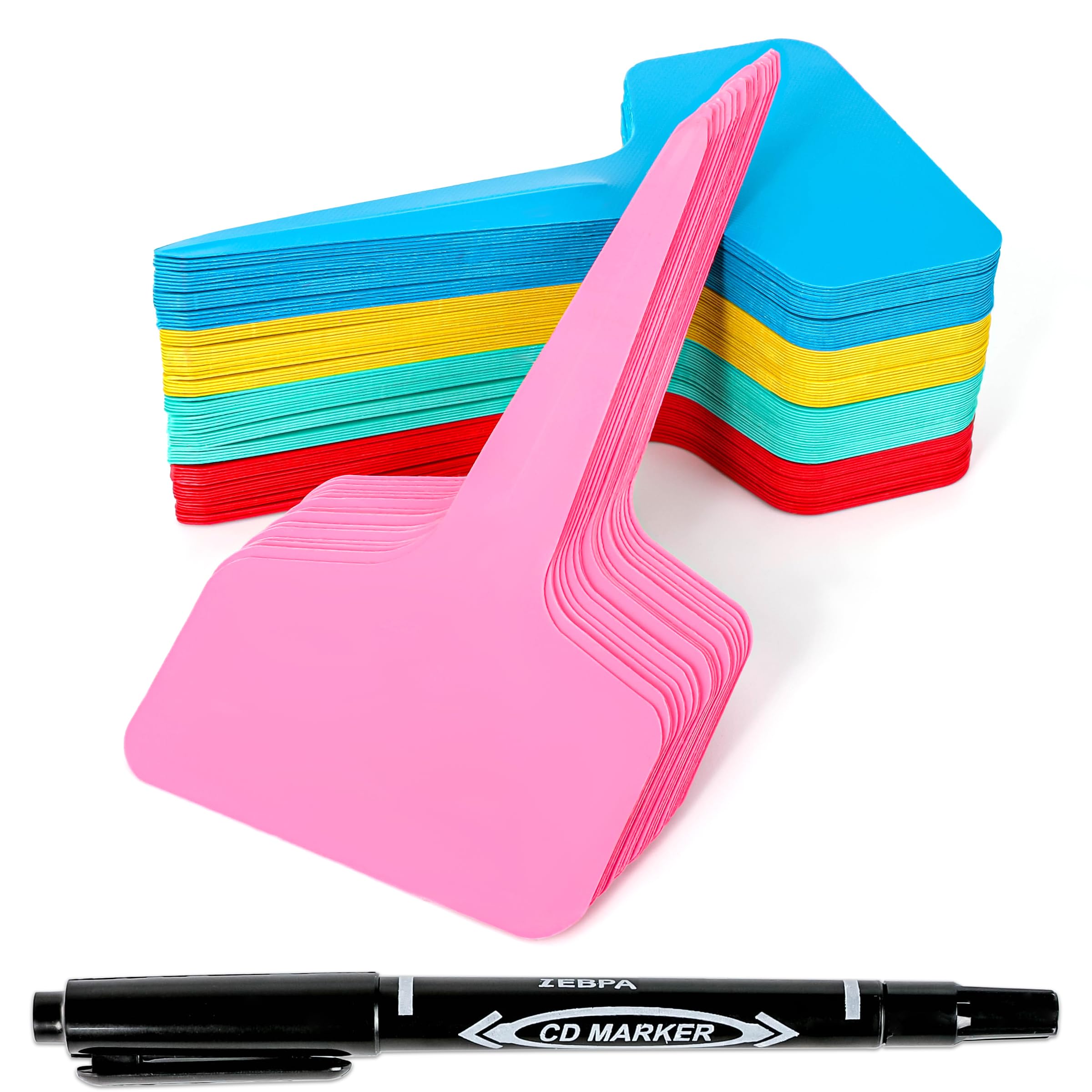 Plant Labels 200Pcs 4 InchT-Type Plant Name Tags Garden Seed Labels Markers Plastic Tag for Outdoor Waterproof Plant Label Stakes with Permanent Marking Pen