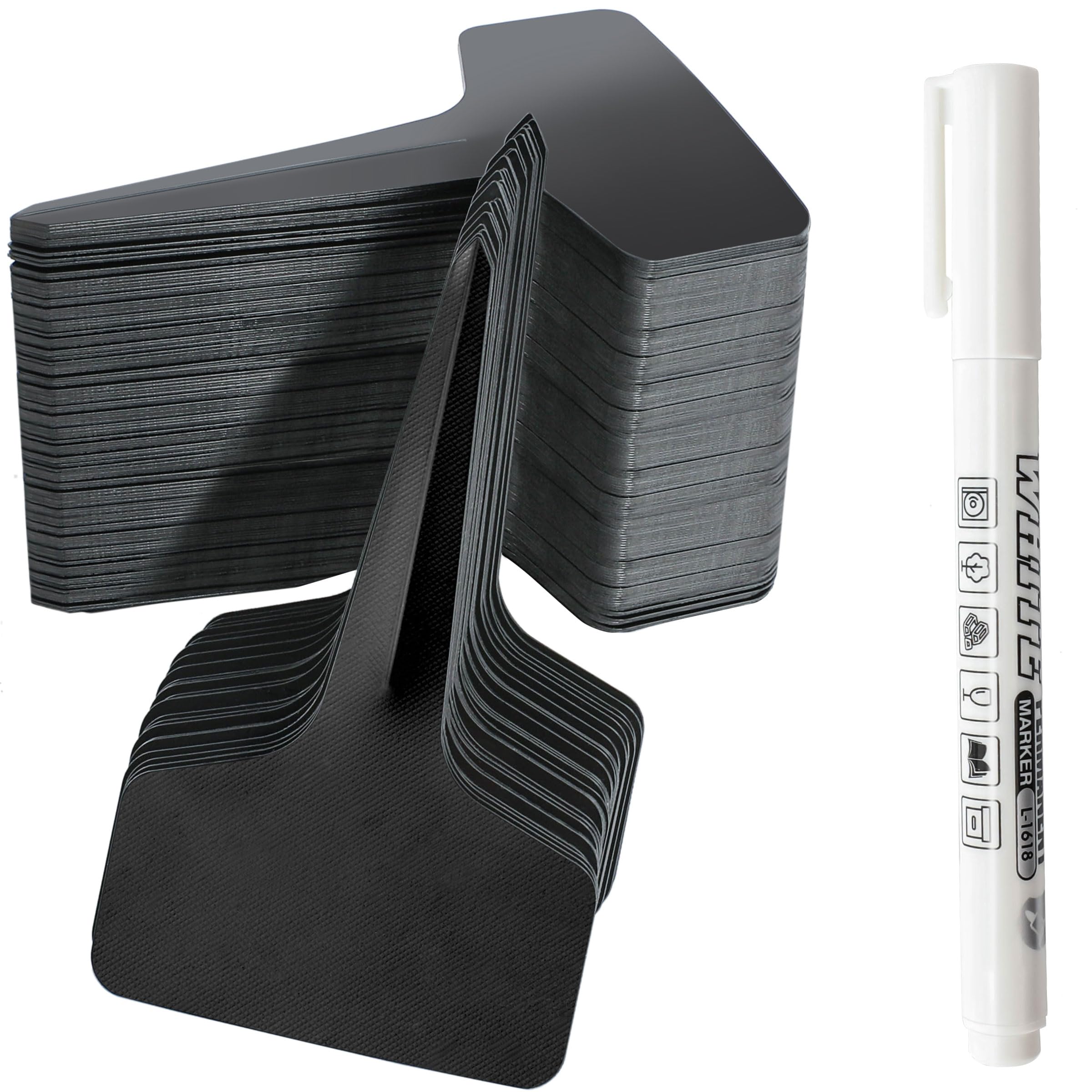 Plant Labels 200Pcs 4 InchT-Type Plant Name Tags Garden Seed Labels Markers Plastic Tag for Outdoor Waterproof Plant Label Stakes with Permanent Marking Pen