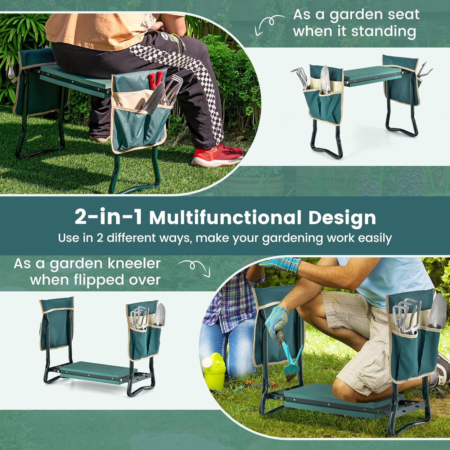 Foldable Heavy Duty Garden Kneeler and Seat