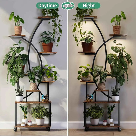 8 Tier Indoor Plant Stand with Grow Lights
