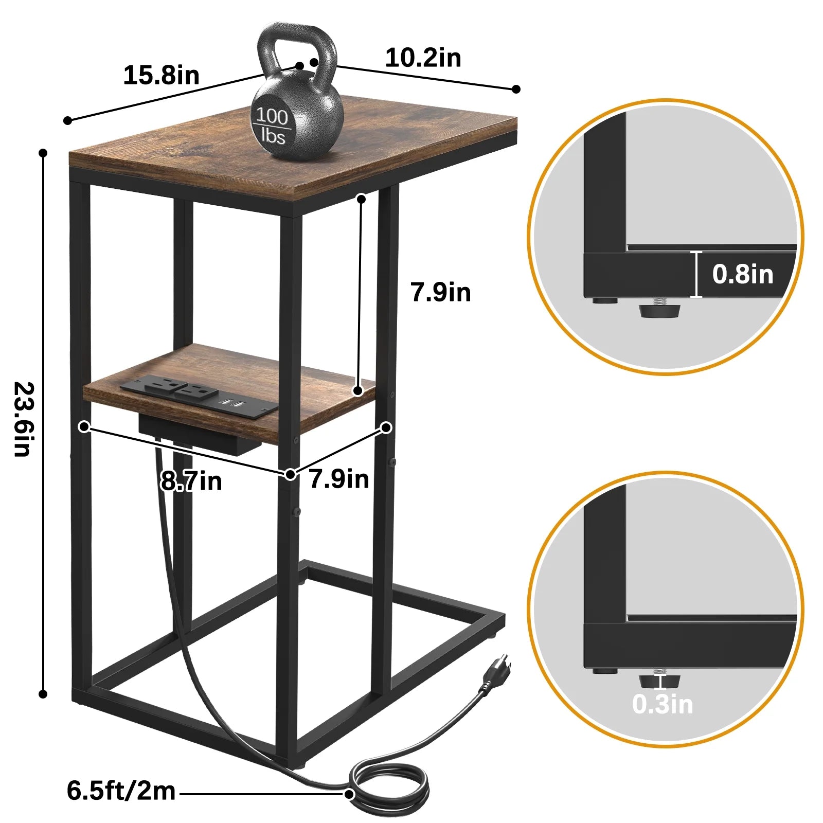 C Shaped End Table 