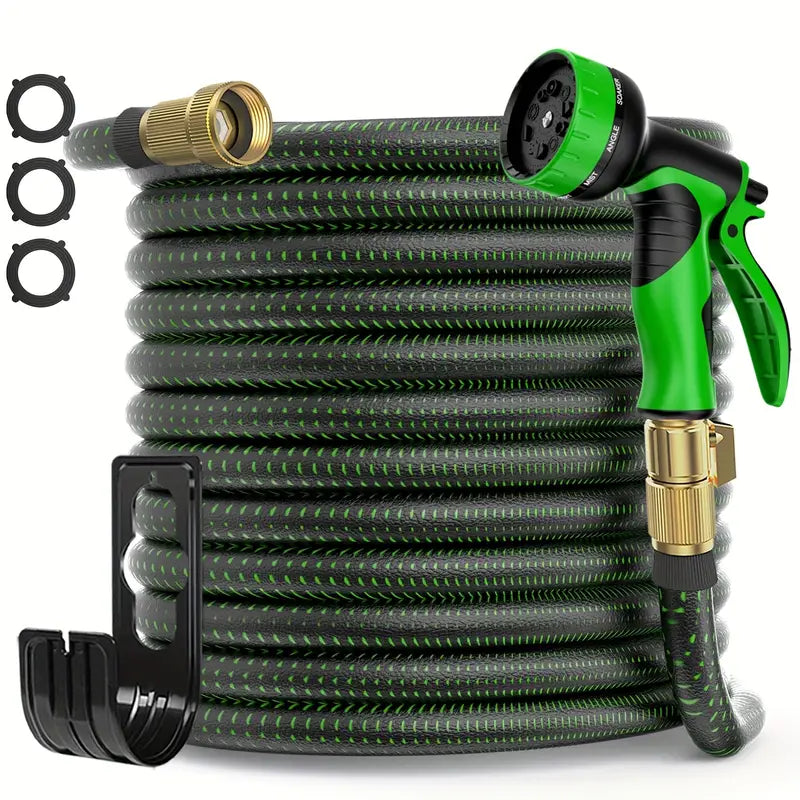 100 ft Rubber Garden Hose - Green and Black