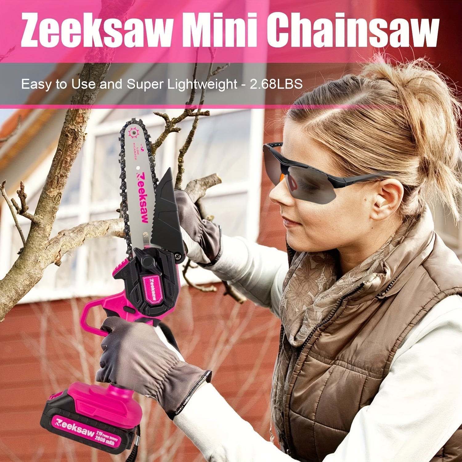 6-Inch Electric Mini Chainsaw Pink