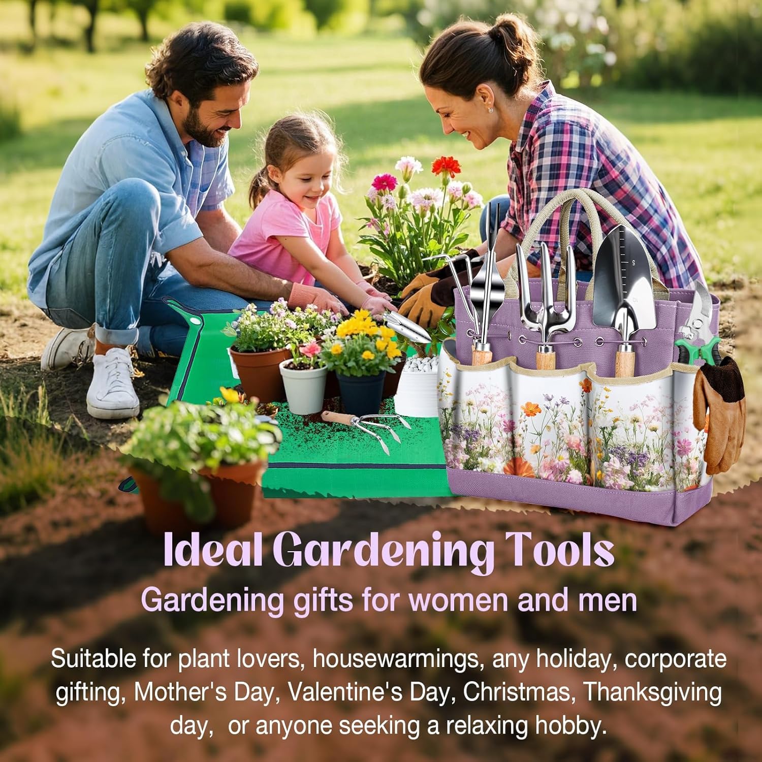 Family using Gardening Tools Set