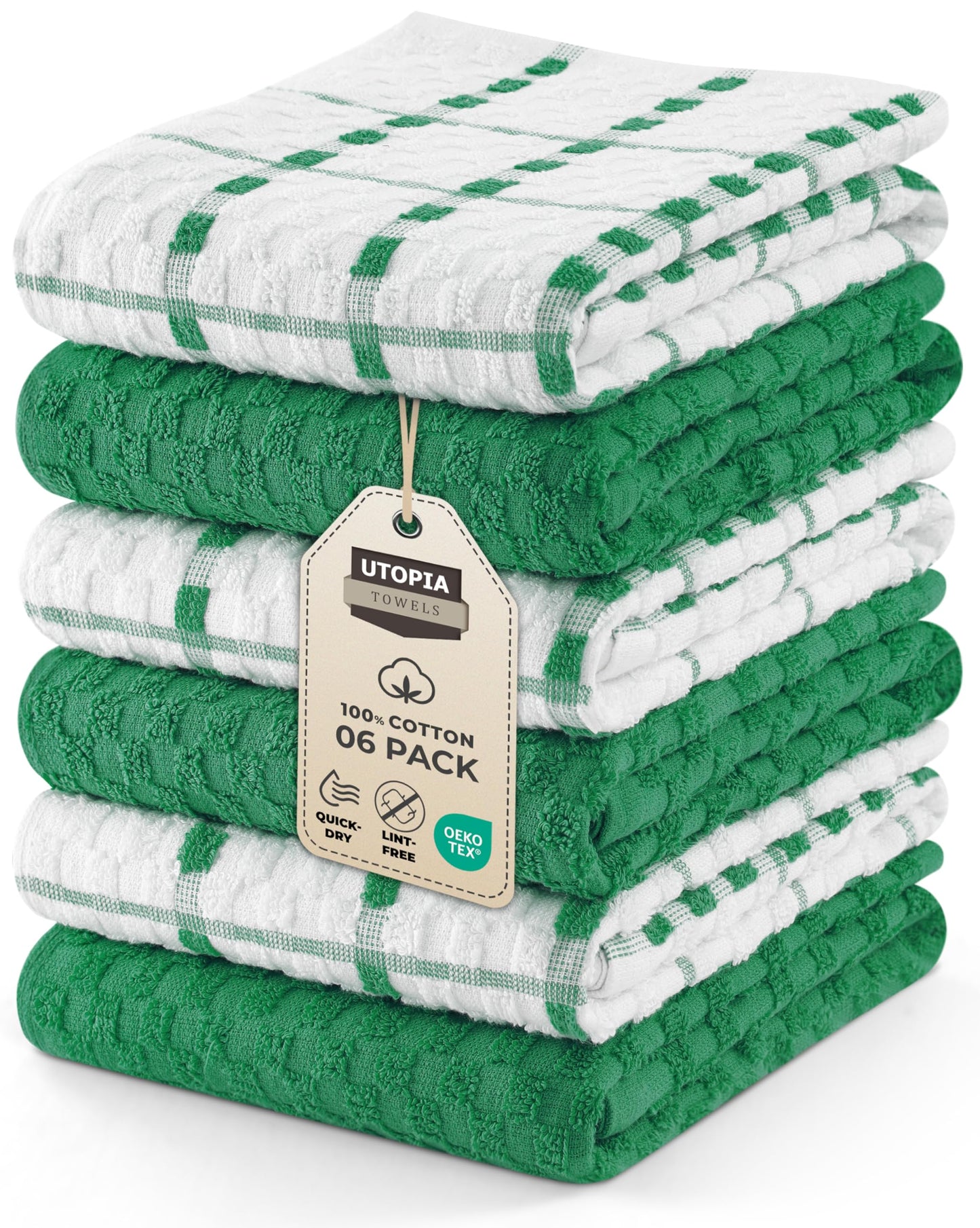 Utopia Towels - Kitchen Towels 12 Pack, 15 x 25 Inches, 100% Ring Spun Cotton Super Soft and Absorbent Linen Dish, Tea and Bar Towels Set, Black