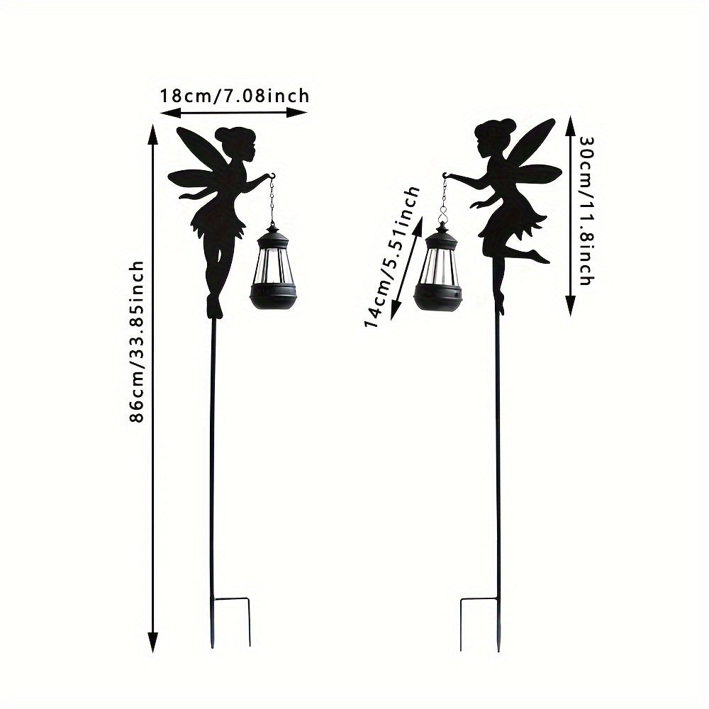 2 Pcs Left and Right Garden Fairies with Solar Lights