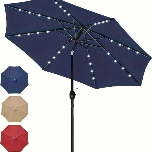 9' Solar Lighted Patio Umbrella