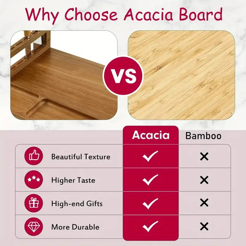 Acacia Charcuterie Board with Knife Holder