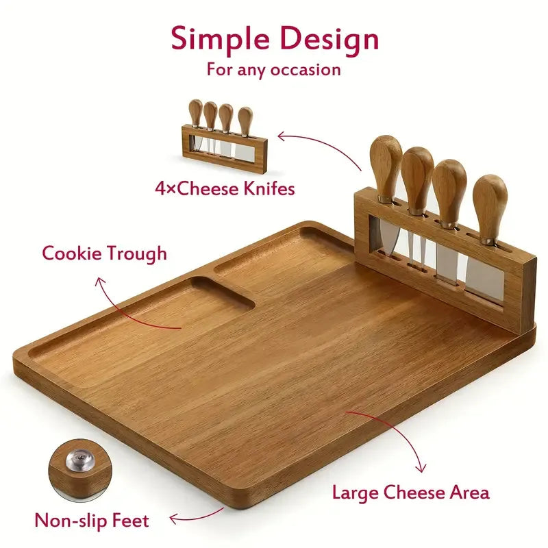 Acacia Charcuterie Board with Knife Holder