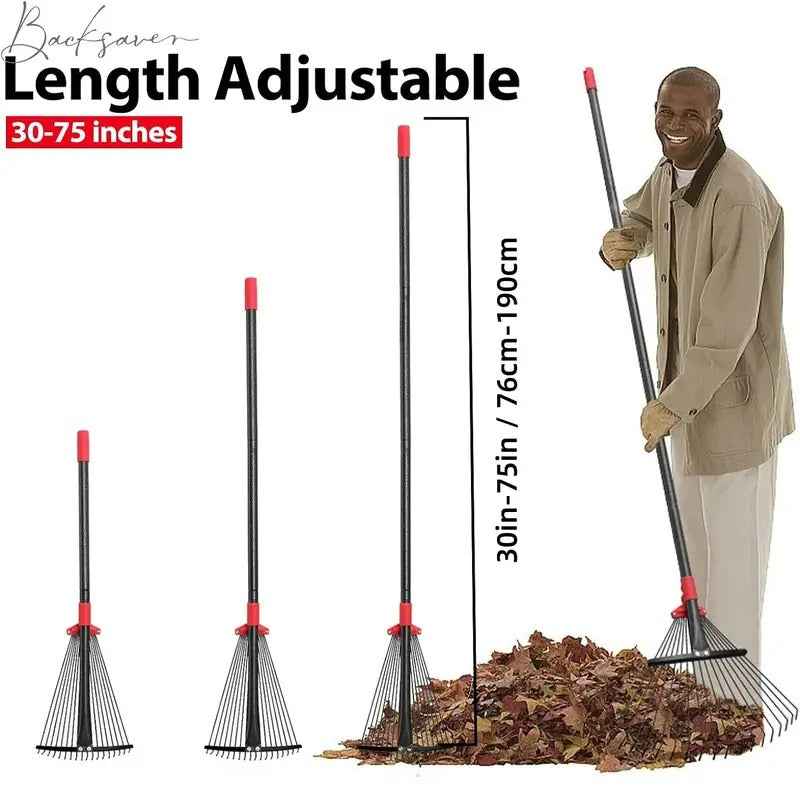 Leaf Rake Blue Color 15 Tines Adjustable Leaf Rake – Hardy Garden